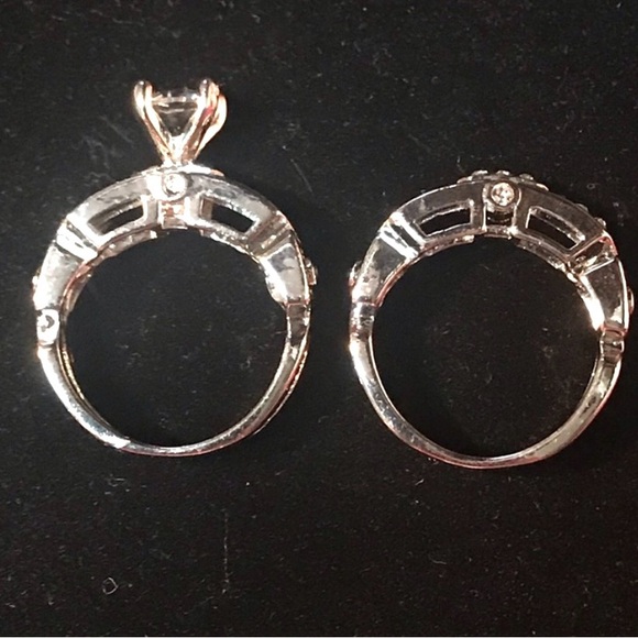 New Sterling silver white sapphire wedding ring set sizes 6.25 & 6.5 - Picture 5 of 9